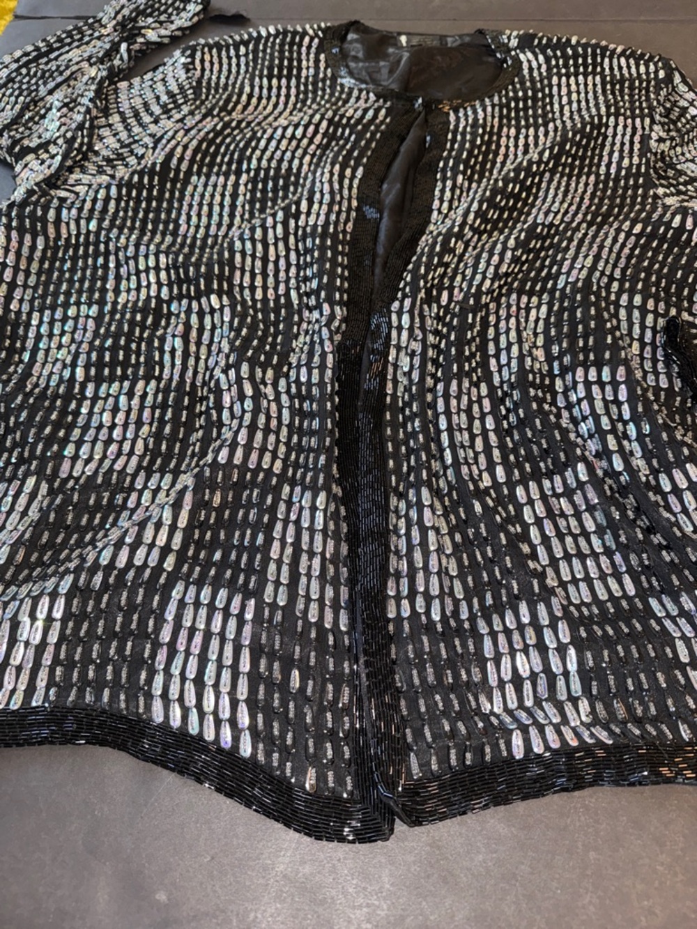 Vintage Pinky Creations Sequin / Beaded Silk Cardigan XXXL - Picture 12 of 17